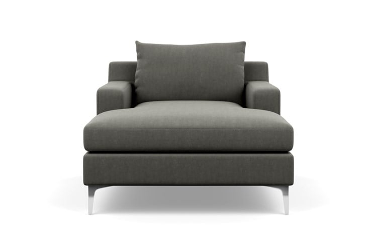 Sloan Chaise Chaise Lounge with Grey Tent Fabric, down alt. cushions, and Chrome Plated legs - Image 0