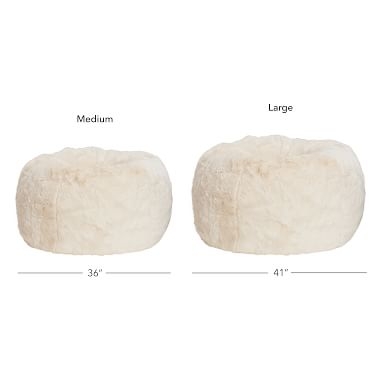 Himalayan Ivory Faux-Fur Beanbag, Slipcover + Insert, Large - Image 1