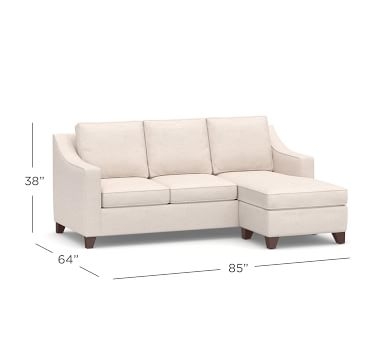 Cameron Slope Arm Upholstered Sofa with Reversible Chaise Sectional, Polyester Wrapped Cushions, Sunbrella(R) Performance Sahara Weave Mushroom - Image 2