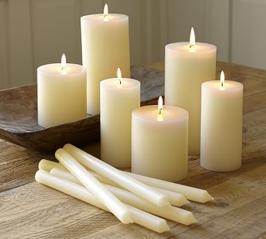 Unscented Wax Pillar Candle, 3"x3" - White - Image 2