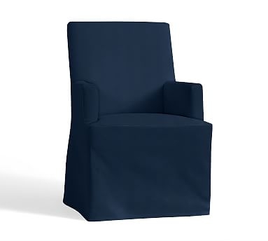 PB Comfort Square Slipcovered Dining Arm Chair, Performance Everydayvelvet(TM) Navy - Image 2