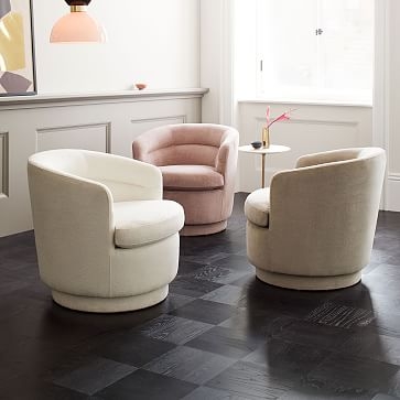 Viv Swivel Chair, Boucle, White Luxe - Image 3