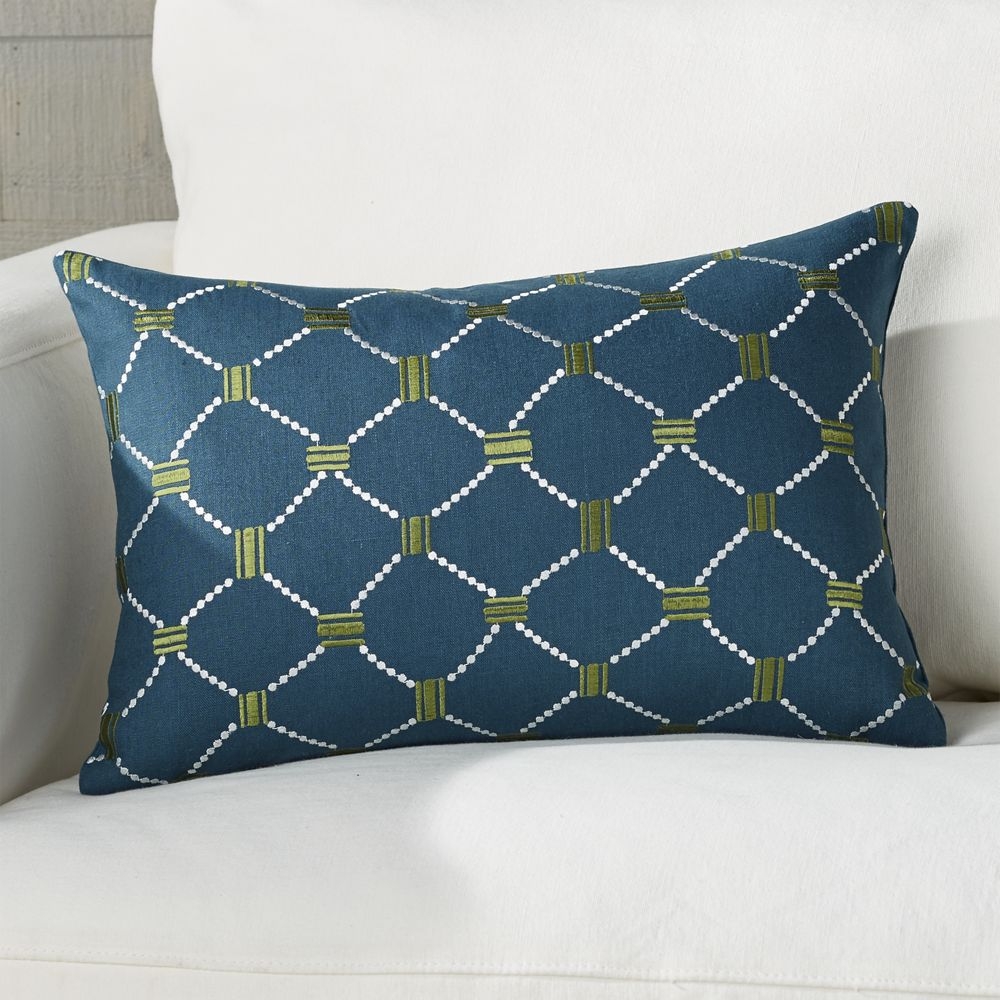 Cedric Embroidered Pillow with Down-Alternative Insert 18"x12" - Image 0
