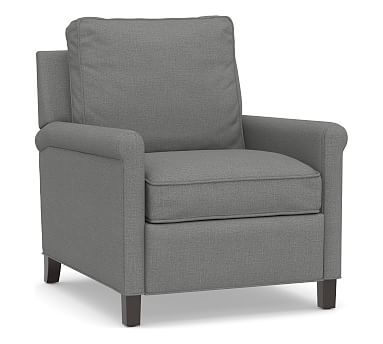 Tyler Roll Arm Upholstered Recliner without Nailheads, Polyester Wrapped Cushions, Basketweave Slub Charcoal - Image 2