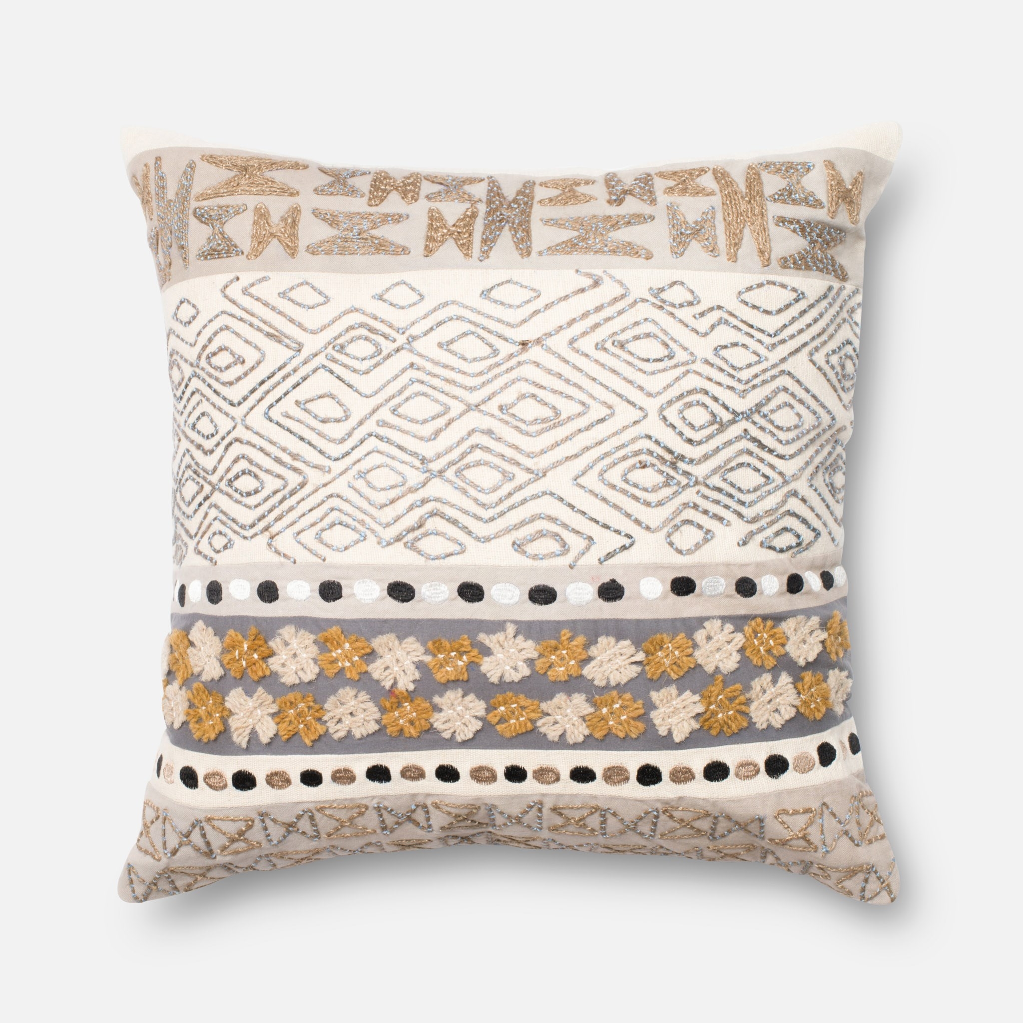 PILLOWS - BEIGE / GREY - 22" X 22" Cover w/Down - Image 0