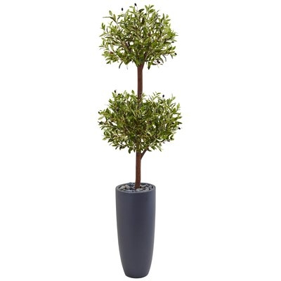 Artificial Olive Double Floor Boxwood Tree in Planter - Image 0