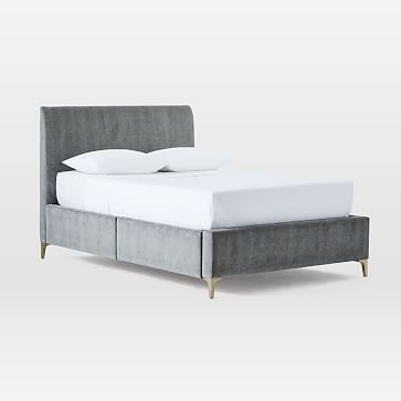 Andes Deco Upholstered Storage Bed, Metal, King - Image 0