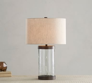 Murano Glass Table Lamp &amp; Linen Drum Shade, Bronze/Ivory, Small 24" - Image 2