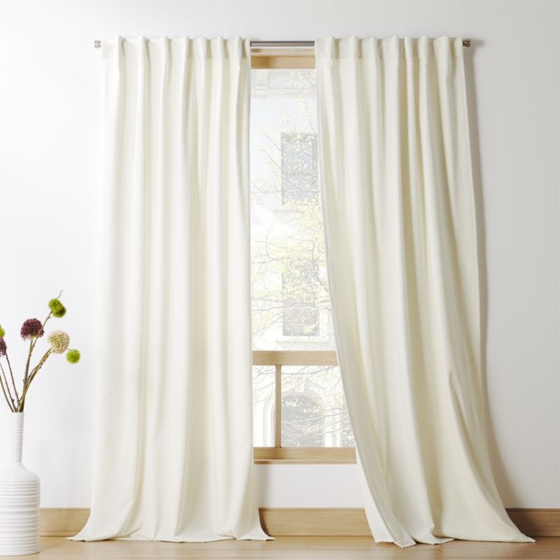 Ivory cotton/Velvet Curtain Panel 48"x96" - Image 4