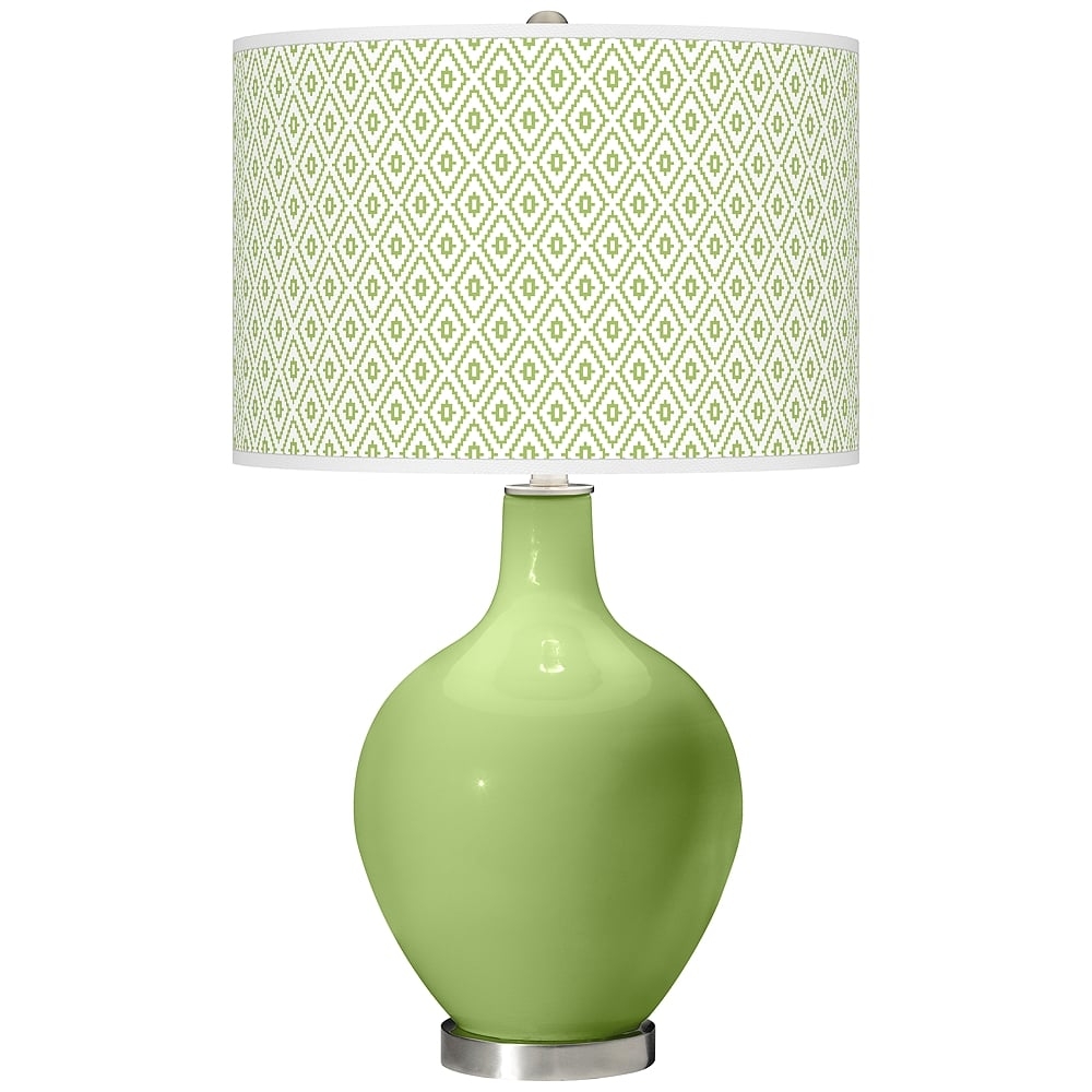 Color Plus Ovo 28 1/2" Diamonds Shade Lime Rickey Green Table Lamp - Image 0