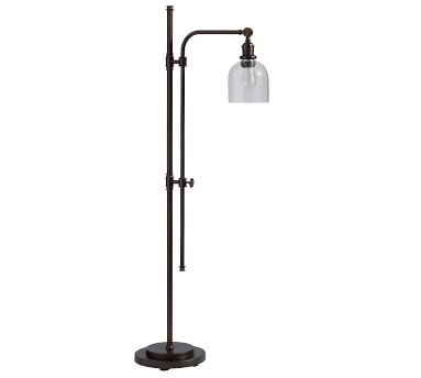 PB Classic Textured Glass Articulating Floor Lamp, Bronze Base - Image 1