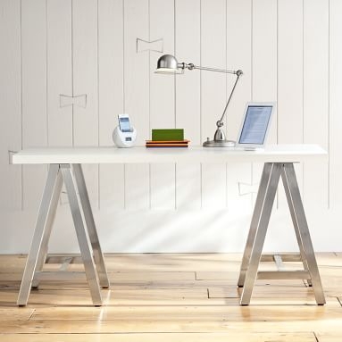 Customize-It Simple A Frame Desk, Water-Based Brushed Fog Desktop / Matte Black Base - Image 1