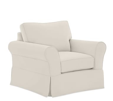 PB Comfort Roll Arm Slipcovered Grand Armchair 46.5", Box Edge, Memory Foam Cushions - Image 0