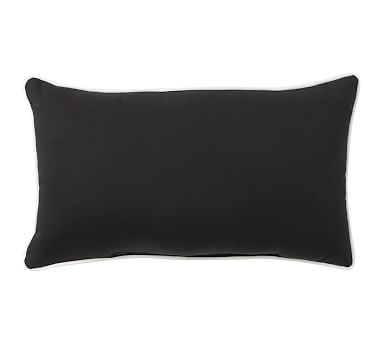 Sunbrella(R), Contrast Piped Solid Outdoor Lumbar Pillow, 16 x 24", Black - Image 0
