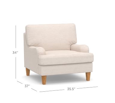 SoMa Hawthorne English Upholstered Armchair, Polyester Wrapped Cushions, Textured Twill Khaki - Image 1