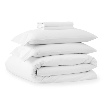 Signature Percale Sheet Set and Duvet Bedding Bundle, Queen, White - Image 0