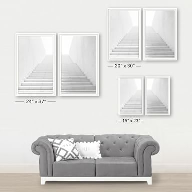 White Washed Stairs Diptych Framed Art, Set of 2, White Frame, 24x37" - Image 3