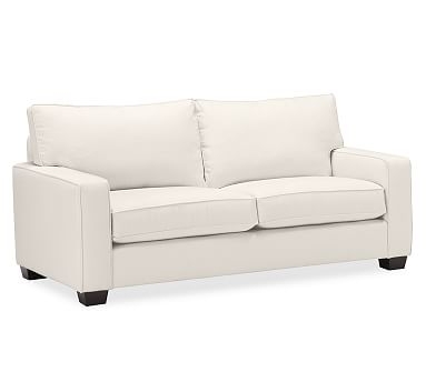 PB Comfort Square Arm Upholstered Sofa 76.5", Box Edge, Memory Foam Cushions, Brushed Crossweave Navy - Image 3