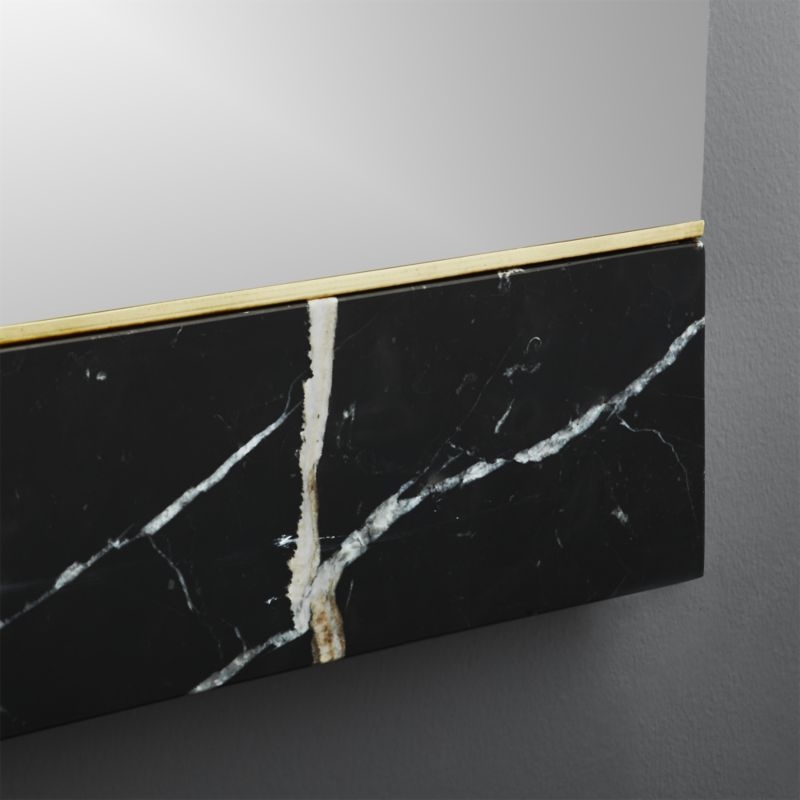 Vaughn Black Mantle Mirror with Marble Brass Inlay - Image 2