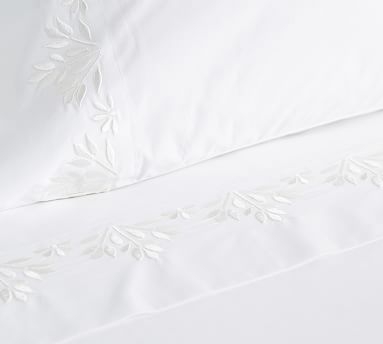 Blossom Embroidered Organic Percale Sheet Set, Queen, Cool Multi - Image 5