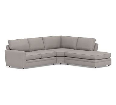 Pearce Square Arm Upholstered Left 3-Piece Bumper Wedge Sectional, Down Blend Wrapped Cushions, Belgian Linen Light Gray. 120" wide x 112" deep x 40" deep x 38" high - Image 0