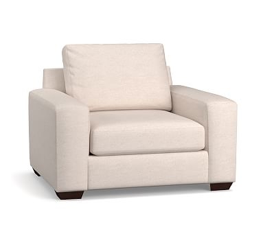 Big Sur Square Arm Upholstered Armchair, Down Blend Wrapped Cushions, Performance Heathered Tweed Ivory - Image 0
