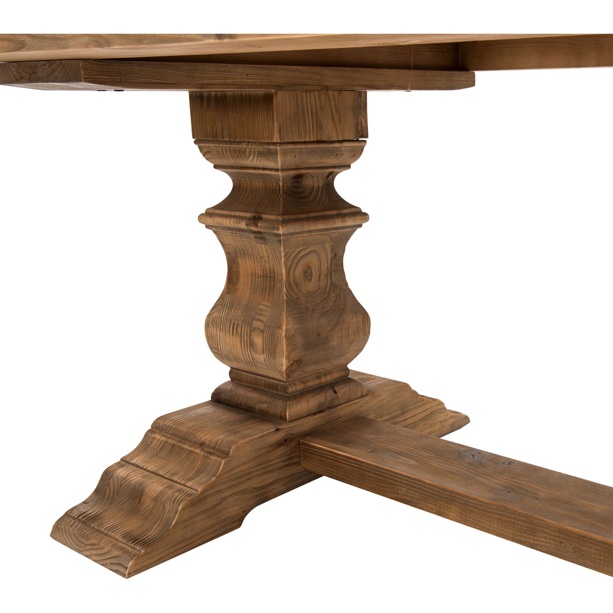 Ellicott Rustic Lodge Bleached Pine Trestle Dining Table - Image 5
