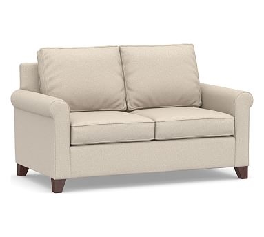 Cameron Roll Arm Upholstered Loveseat 63", Polyester Wrapped Cushions, Textured Twill Khaki - Image 0