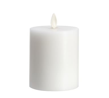 Premium Flickering Flameless Wax Pillar Candle, 3"x3.5" - White - Image 2