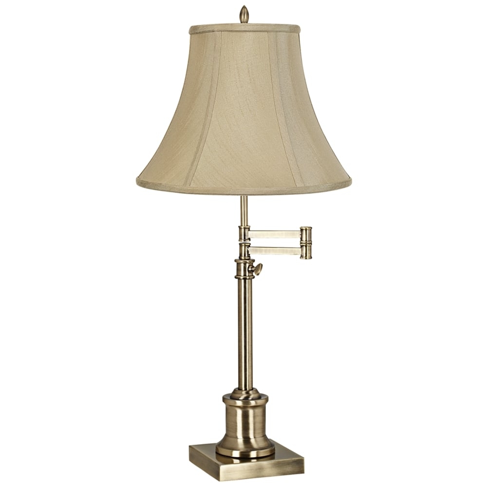 360 Lighting Westbury Imperial Taupe and Antique Brass Swing Arm Desk Lamp - Image 0