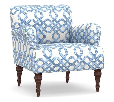 Hadley Upholstered Armchair, Polyester Wrapped Cushions, Lilly Pulitzer Well Connected Tide Blue - Image 0