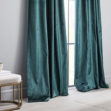 Cotton Luster Velvet Curtain, Green Gables, 48"x96" - UNLINED - Image 1