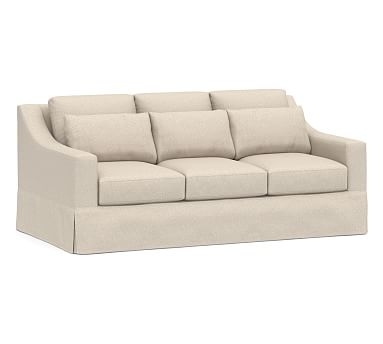 York Slope Arm Slipcovered Deep Seat Sofa 80", Down Blend Wrapped Cushions, Textured Twill Khaki - Image 0
