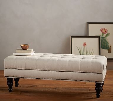 Martin Upholstered Rectangular Bench, Belgian Linen Natural - Image 0