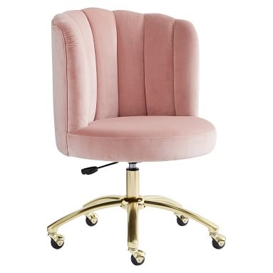 Channel Stitch Task Chair, Luxe Velvet Dusty Rose - Image 1