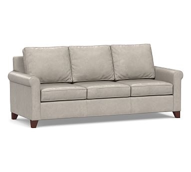 Cameron Roll Arm Leather Sofa 90.5", Polyester Wrapped Cushions, Statesville Pebble - Image 2