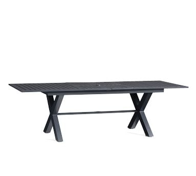 Indio Metal X-Base Extending Outdoor Dining Table, Slate - Image 1