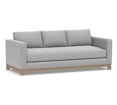 Jake Upholstered Sofa 85" with Wood Legs, Polyester Wrapped Cushions, Sunbrella(R) Performance Chenille Fog - Image 0