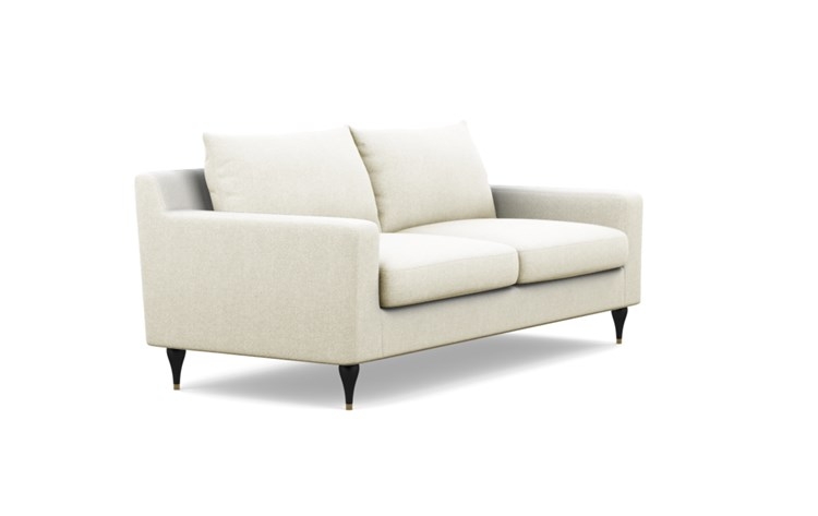 Sloan Sofa with Vanilla Fabric and Matte Black with Brass Cap legs - Image 1