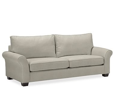 PB Comfort Roll Arm Upholstered Grand Sofa 93", Box Edge Memory Foam Cushions, Performance Tweed Silver Taupe - Image 2
