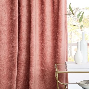 Worn Velvet Curtain, Pink Grapefruit, 48"x84" -Individual - Image 3