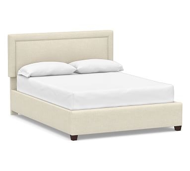 Elliot Square Upholstered Bed, Queen, Basketweave Slub Oatmeal - Image 0