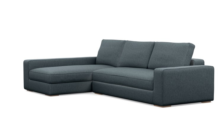 Ainsley Left Sectional with Blue Rain Fabric, down alt. cushions, and Natural Oak legs - Image 4