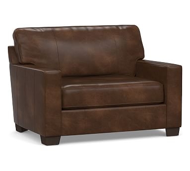 Buchanan Square Arm Leather Twin Sleeper Sofa, Polyester Wrapped Cushions, Vintage Cocoa - Image 0