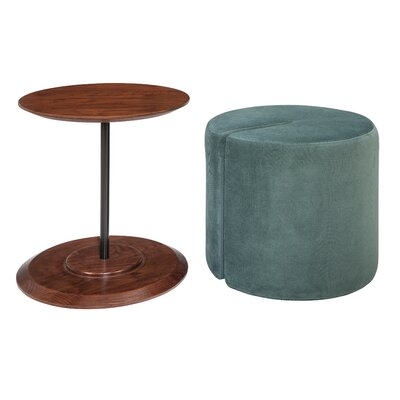 Seanna Accent Table With Round Ottoman Blue And Walnut - Image 0