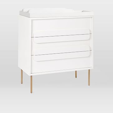 Gemini 3-Drawer Changing Table, White Lacquer - Image 0