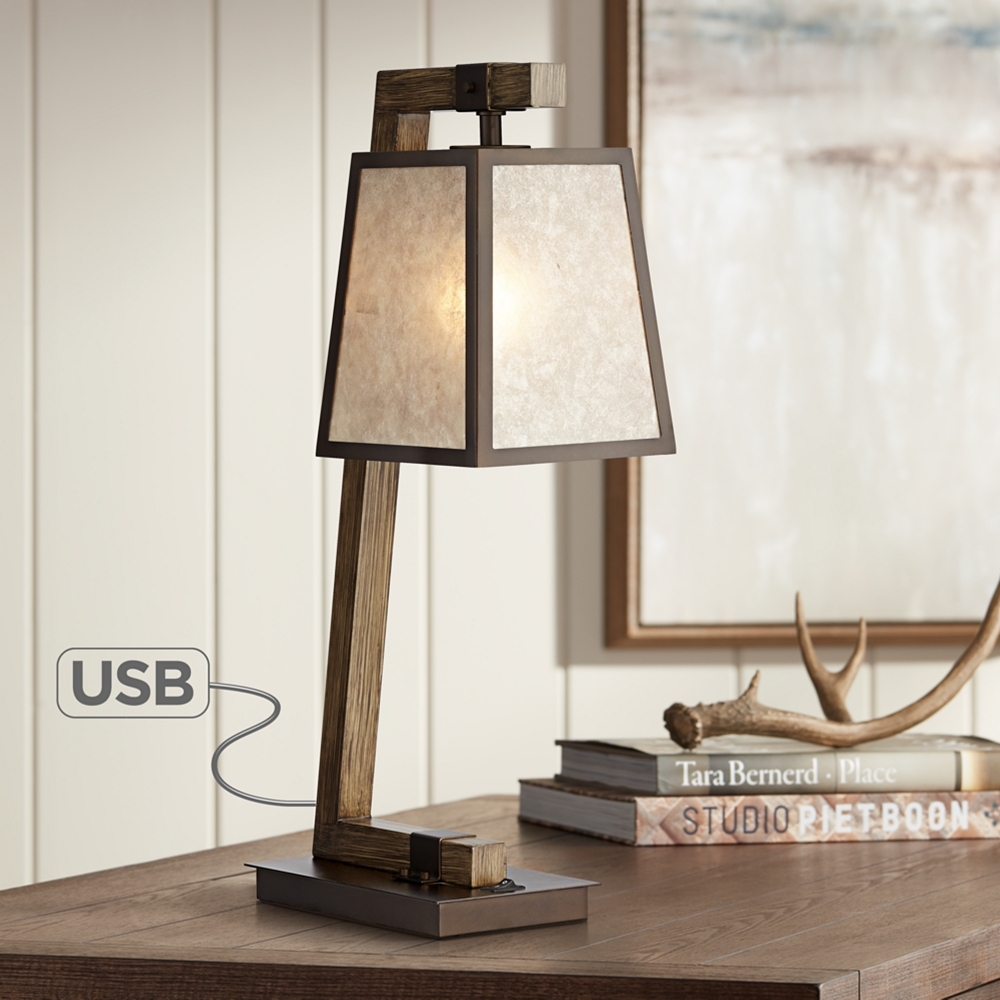 Tribeca Mica Shade Metal Table Lamp with USB Port - Style # 53X31 - Image 0