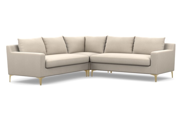 Sloan Corner Sectional with Natural Fabric and Brass Plated legs - Image 1