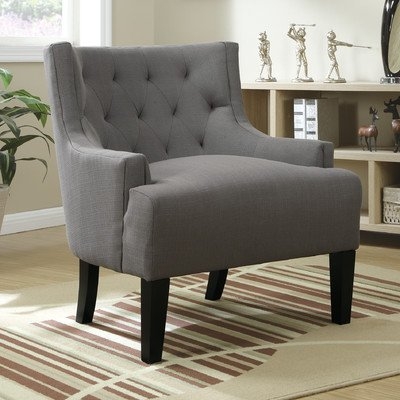 Poundex Bobkona Ansley Microfiber Arm Chair - Grey - Image 1