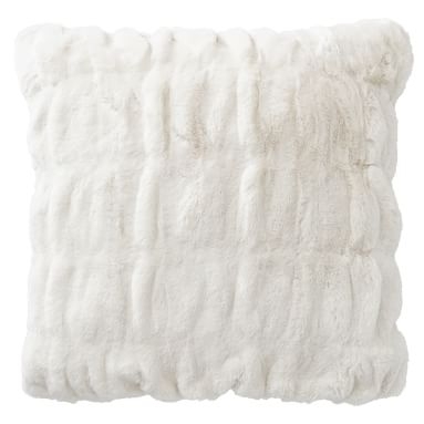 Faux-Fur Pillow Cover, 18x18, Ruched Ivory - Image 1